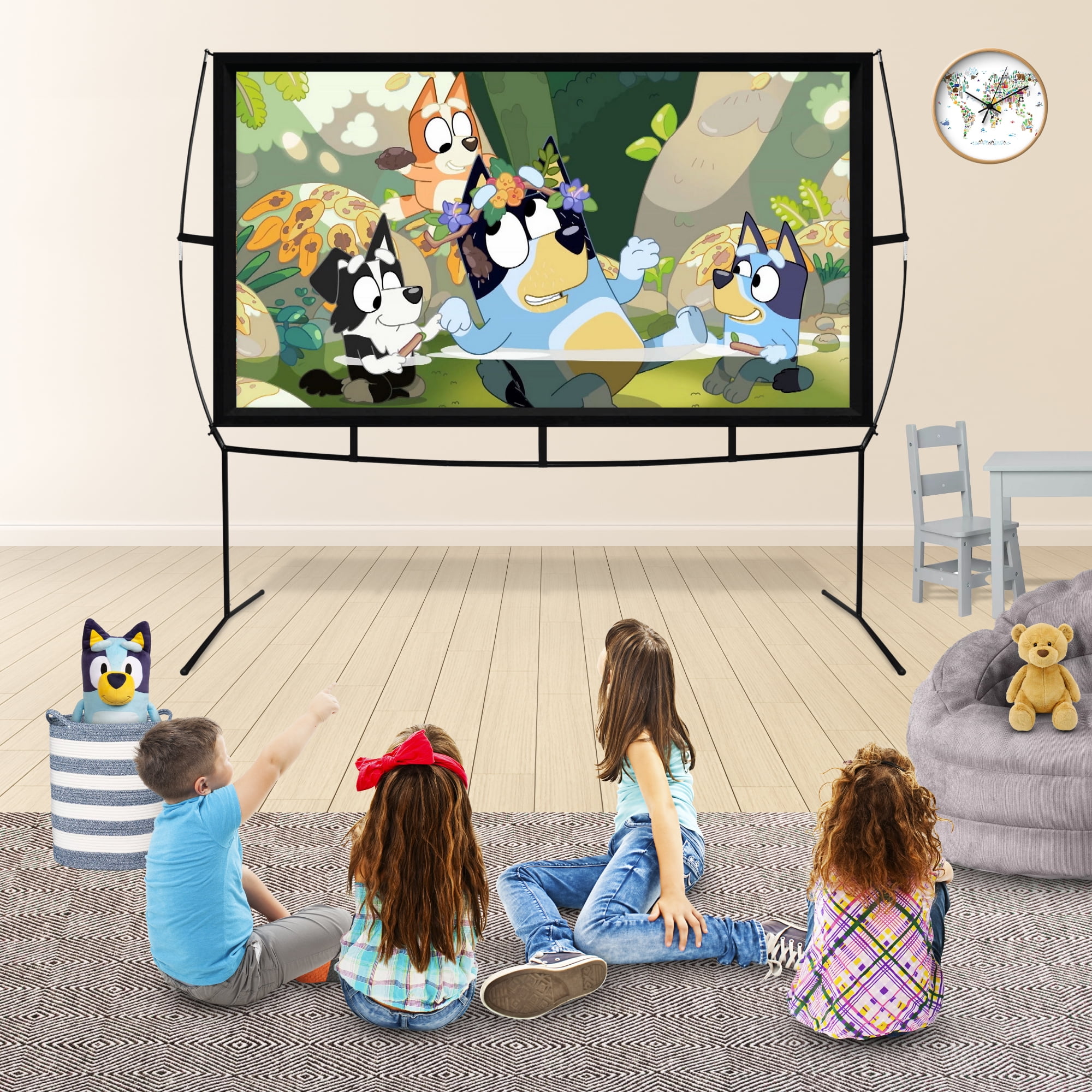 Khomo Gear Projector Screen 120" 16:9 Portable Outdoor and Indoor Theater with Stand Legs Jumbo
