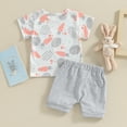 thumbnail image 3 of Bagilaanoe 2pcs Newborn Baby Boy Easter Outfits Shorts Set Short Sleeve T Shirt Tops + Shorts 6M 12M 18M 24M 3T Kids Casual Summer Clothes, 3 of 8