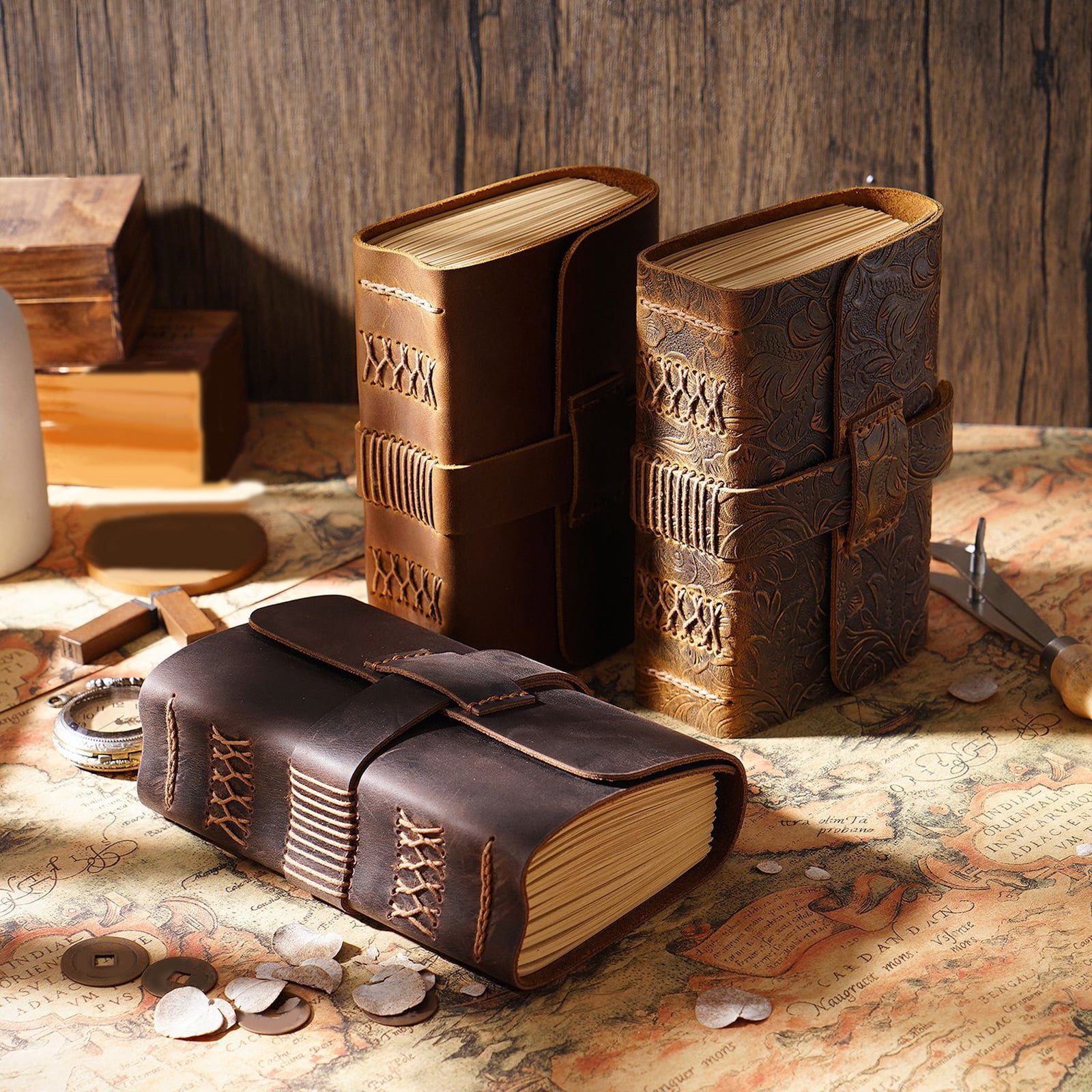 Retro Leather Journal Notebook Thicken Notepad Planner Sketchpad for Women Men