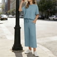 thumbnail image 2 of gbyLJF Women's 2 Piece Outfits Dressy Work Suit Set Loungewear Loose Fit Tracksuit Trendy Summer Casual Set, 2 of 4