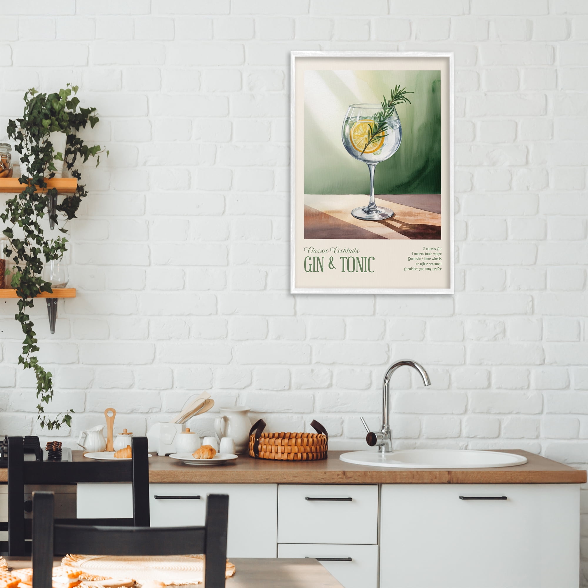 Stupell Industries Gin & Tonic Sun Rays White Framed Giclee Art, design by Andreas Magnusson