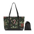 thumbnail image 7 of FORMRS Canvas Laptop Tote Bag for Women with 15.6" Computer Compartments Shoulder Handbag, Green Christmas Holly, 7 of 7