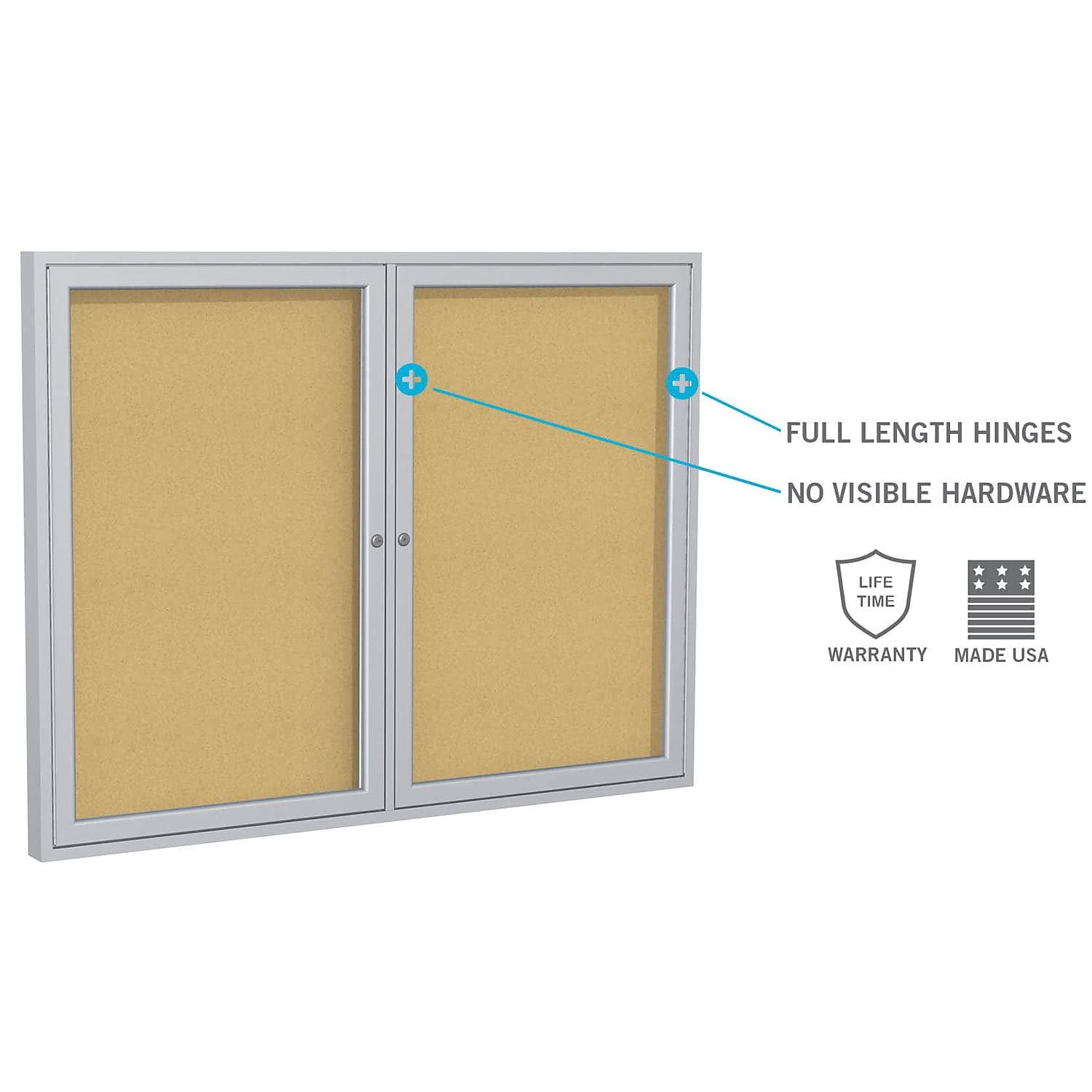 Ghent's Wood 48" x 60" 2 Door Enclosed Bulletin Board in Natural