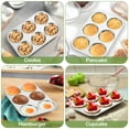 thumbnail image 4 of Walchoice Muffin Top Pan Set of 2, Stainless Steel Muffin Tin for Baking, Non-stick 6-Cup Metal Cupcake Pan Tray, Oven & Dishwasher Safe, Non-toxic & Heavy-duty (11” x 7.5”, Silver), 4 of 8