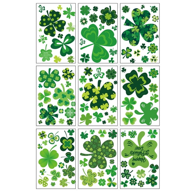 Decoraciones Del Día de San Patricio Decoración de la Ventana para el Día de San Patricio 120 Pegatinas Reutilizables de Trébol de Primavera Ventana de Vidrio Pared Irlanda Día de San Patricio Decorac