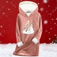 thumbnail image 4 of qelini Christmas Fleece Hoodies for Women Snowman Print Hooded Pullover Long Sleeve Tops Thermal Warm Clothes, 4 of 6