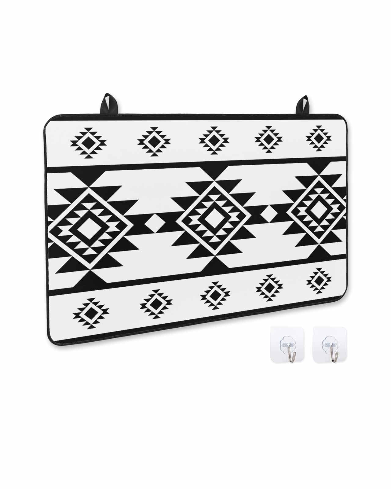 nqOlkjepod Large Induction Cooktop Protector Mat 24"x21", White Black Boho Stove Top Covers for Electric Stove, Southwest Ethnic Abstract Geometric Stove Burner Cover Mats, Glass Top Stove Cover