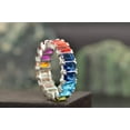 thumbnail image 7 of Multi Sapphire Ring, CZ Colorful Gemstone Ring, Full Eternity Band, Minimalist Precious Stone Band, multi Band Silver, 7 of 7