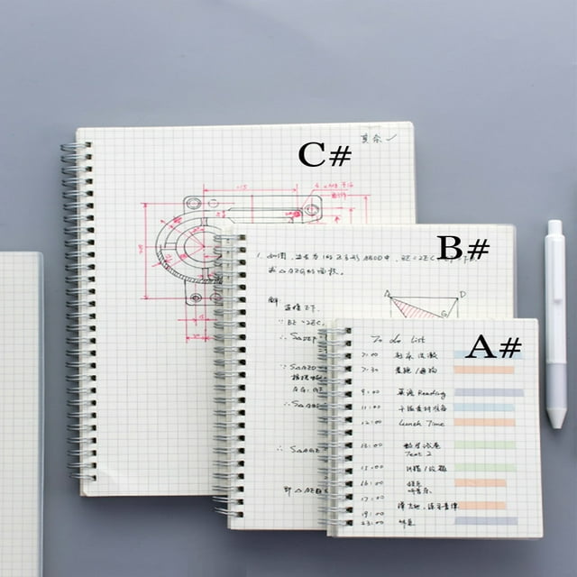 LNGOOR 1pc 80-Sheet Coil Notebook With PP Cover Horizontal Line Grid Inner Page Spiral Hardcover Waterproof For Student Or Business Notepad Stationery A5/B5 5.9 X 8 Inch 7.2 X 10 Inch