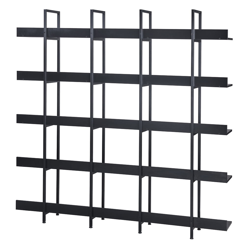 Kepooman 5-Tier Bookshelf, Modern Industrial Style Book Shelf, Wood and Metal Bookcase Furniture for Home & Office, Black Kepooman 5-Tier Bookshelf, Modern Industrial Style Book Shelf, Wood and Metal Bookcase Furniture for Home & Office, Black