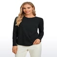 thumbnail image 1 of LNGOOR CRZ YOGA Automne Hiver Coton Pima Entraînement Chandails à Manches Longues pour Femmes Athlétique Col Rond YOGA Hauts Décontractés T-Shirt Uni, 1 of 7