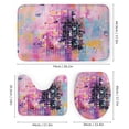 thumbnail image 3 of 4Pcs Shower Curtain Set with Rugs Colorful Abstract Print Purple Blue Bath Mat U-Shaped Floor Mat Toilet Lid Oval Rug Geometry Abstract Art Shower Curtain with 12 Hooks 72inch X 72inch, 3 of 8