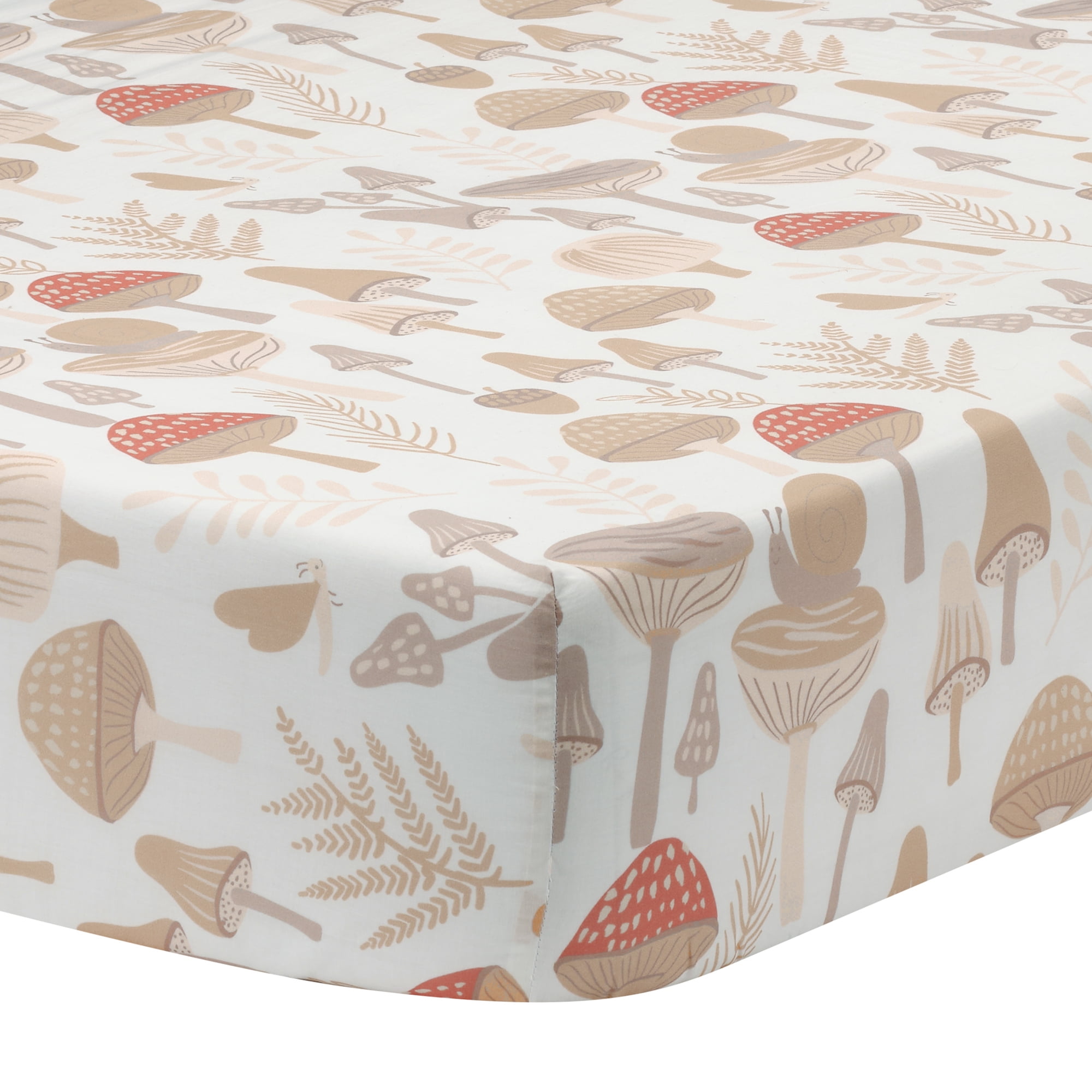 Lambs & Ivy Mushroom Meadow 3-Piece Organic Cotton Infant Baby Crib Bedding Set