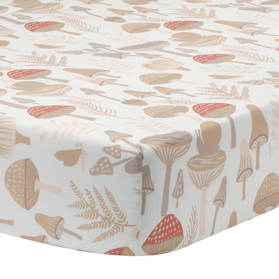 Lambs & Ivy Mushroom Meadow Organic Cotton Fitted Crib Sheet