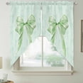 thumbnail image 2 of Green Bow Swag Valances for Windows, Kitchen Window Curtains Over Sink, Cute Bowknot Minimalist Solid Color Window Treatment Curtains for Living Room/Bedroom Curtains 2 Panel Sets 36"x45", 2 of 8