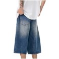 thumbnail image 5 of Men's Hip Hop Oversized Loose Solid Color Jeans - Cropped Pants for Fashion, 5 of 5