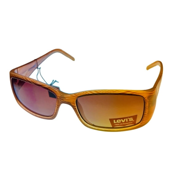 Levi's Plastic Women's Rectangle Brown Stripe Sunglasses, Brown Lens