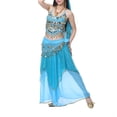 thumbnail image 4 of BellyLady Belly Dance Hip Scarf 158 Gold Coins Dance Skirt-Lake Blue, 4 of 6