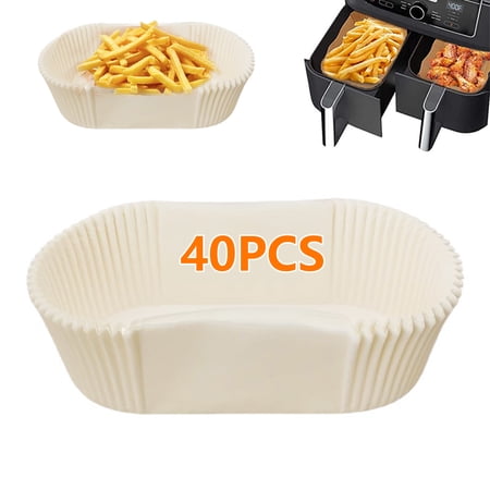SEARCHI Air Fryer Paper Liner, 40PCS Disposable Cooking Parchment Paper Liners, White Oil Proof Baking Paper for Fryer Baking Microwave, Roasting