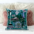 thumbnail image 3 of City Palace Throw Pillow with Removable Cover in Turquoise Purple Brown 16x16, 3 of 5