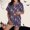 Dark Purple, variant on Halloween Pajamas Halloween Satin Print Button Short Sleeve Pajamas for Women Set