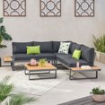 thumbnail image 2 of GDF Studio Johana Outdoor Aluminum 5 Seater Sofa Chat Set with Cushions, Dark Gray, Gray, and Natural, 2 of 14