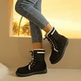 thumbnail image 6 of Womens Boots Round Toe Thickened Velvet Solid Color Boots Casual Lace-Up Fall Winter Comfortable Thick Soled Short Boots, 6 of 10