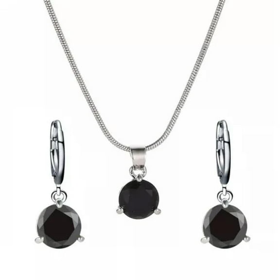 EOEMY 925 Silver Pendant Necklace Earrings Cubic Zirconia Women Party Jewelry Set-#3