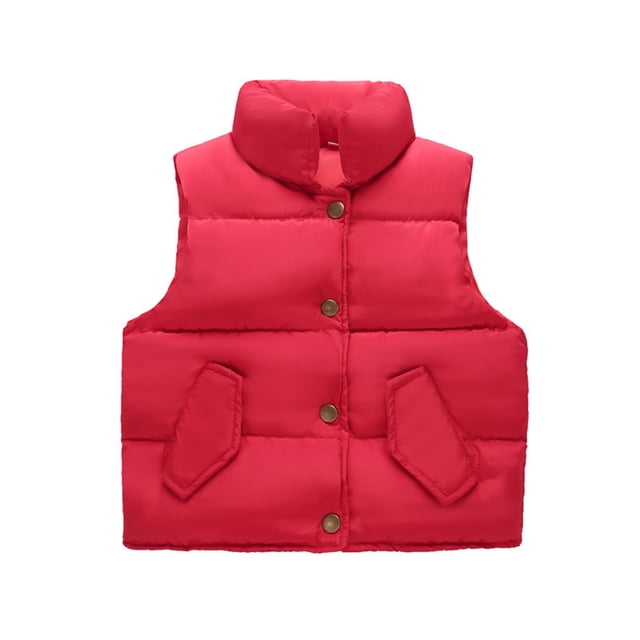 MIASHUI Vestes d'Hiver pour Enfants Garçons Filles Sans Manches Couleur Unie, Rouge, 18-24 Mois