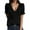 Black, variant on DuoJiaJ Women's Elegant Lace V Neck Short Sleeve Solid Tops Shirt Blouse Black L