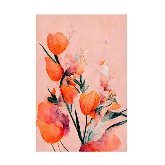 Canvas Wall Art - Treechild 'Orange Tulips' Wall Art for Living Room, Bedroom, or Office D?cor by Trademark Fine Art - 12 x 19 Inches