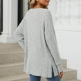 thumbnail image 6 of Lenpel Women's Tunic Tops Ribbed Knit Long Sleeve Crew Neck Side Split Loose T Shirts Soft Casual Tee Blouses Fall Fashion Outfits(Gray,Large), 6 of 7