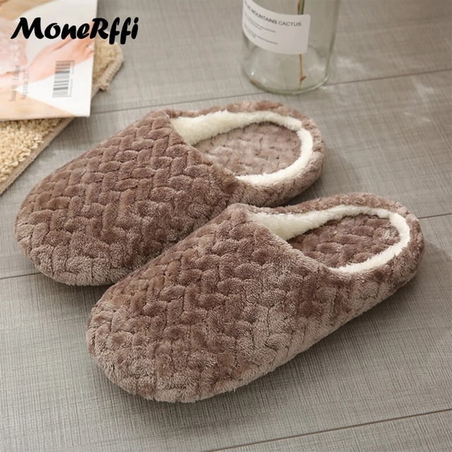 Couple Winter Home Slippers Women Shoes Cute Cartoon Cat Slippers Men Warm Plush Slides Indoor Bedroom Non-Slip Floor Slipper