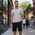 thumbnail image 4 of Men's Cotton Shorts Casual Elastic Waist Drawstring Summer Beach Vacation Yoga Golf Shorts with Zipper Pockets, 4 of 7