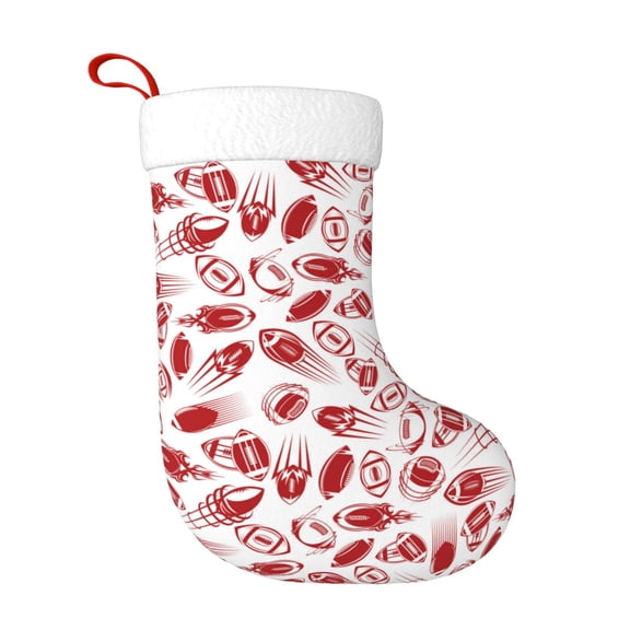 Naloa Red Football Christmas Stockings Decorations, Xmas Ornaments, DIY Personalized Farmhouse Decor for Home Family Party Tree