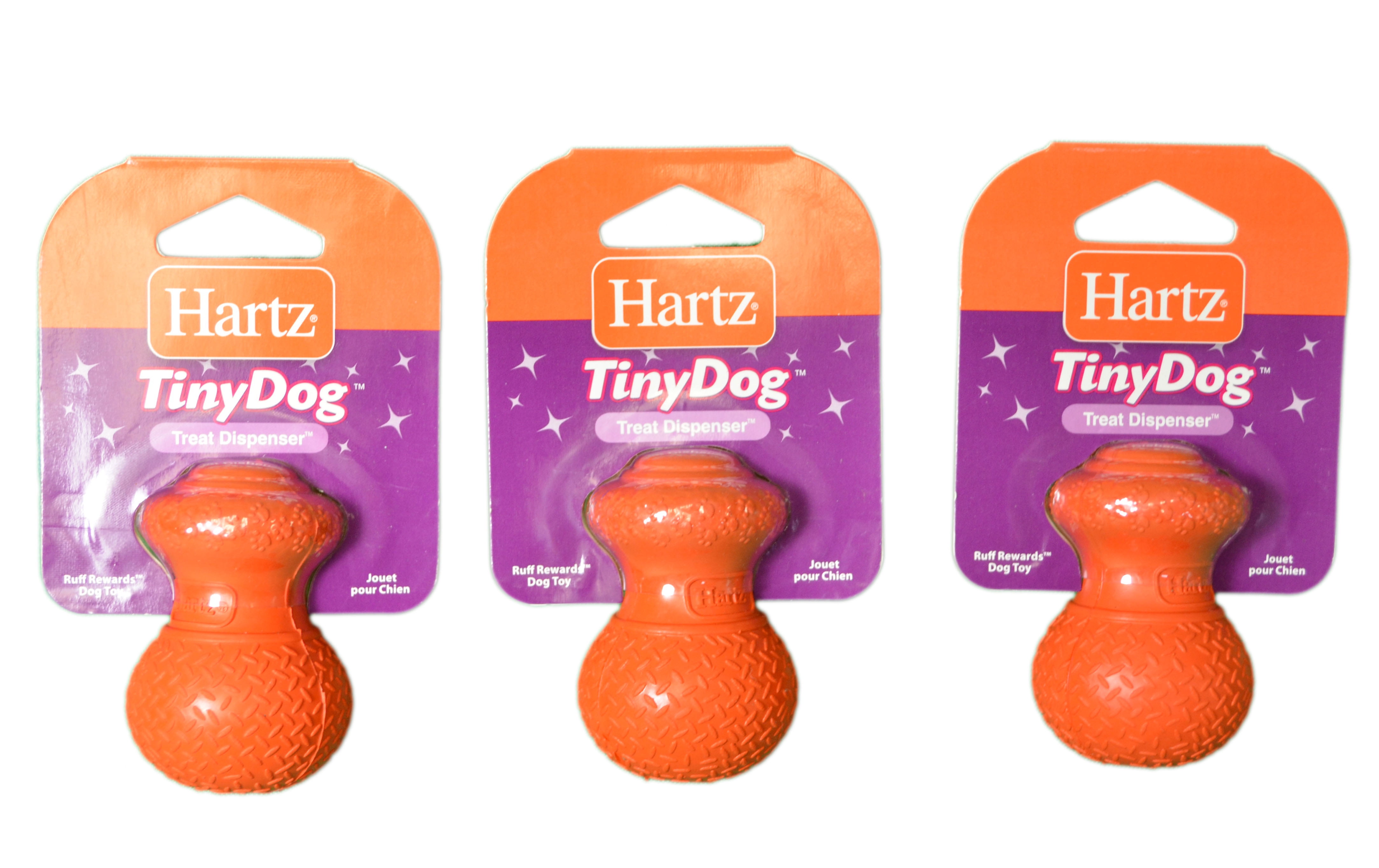 Set of 3 Hartz Tiny Dog Treat Dispenser Ruff Rewards Rubber Toy