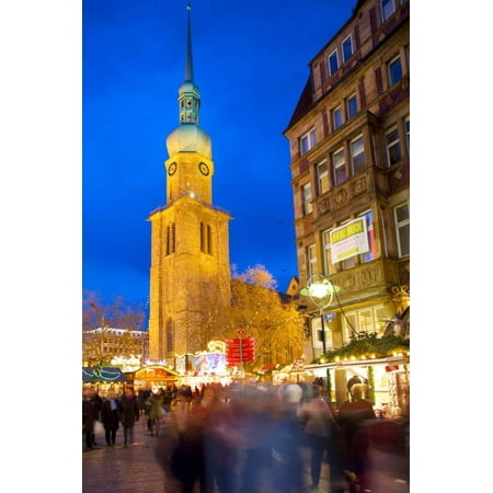 Mosaic Church Christmas Market St. Reinoldi Church and Christmas Market at Dusk, Dortmund, North Rhine-Westphalia, Germany, Europe Print Wall Art By Frank Fell ()