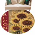 thumbnail image 6 of Yellow Sunflowers Round Rug 8ft Washable Circle Rugs Non Slip Farmhouse Vintage Country Floral on Linen Large Area Rug Indoor Floor Carpet for Bedroom Kitchen Living Room Home Office Dining Room, 6 of 8