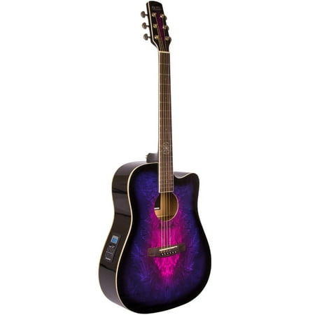 Lindo Purple Swallow Electric Electro Acoustic Guitar with Dreamcatcher Inlay & Gig