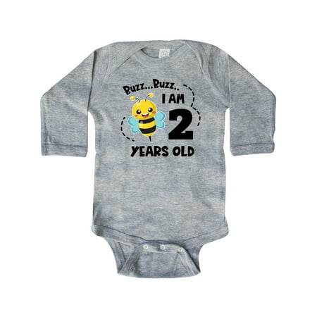 

Inktastic Buzz Buzz I am 2 Years Old Cute Bee Gift Baby Boy or Baby Girl Long Sleeve Bodysuit