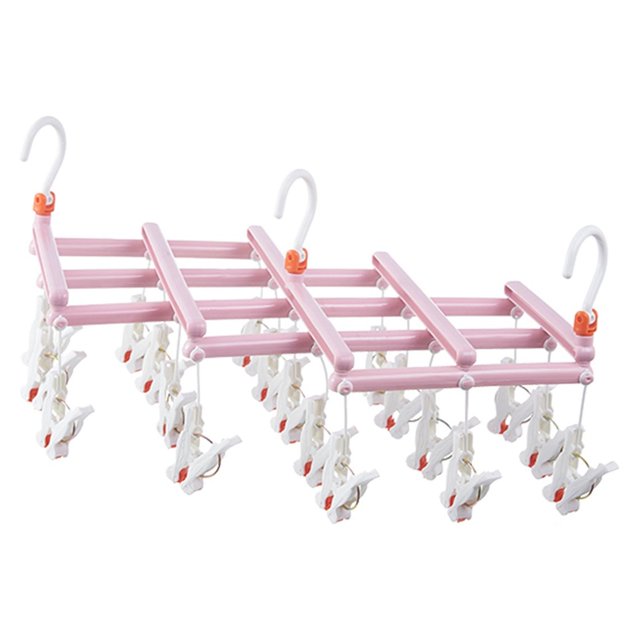 SMihono Bathroom and closet organizers Folding Multi-head Drying Rack Socks Clip Windproof Multifunctional Telescopic Drying Rack shoe rack and storage