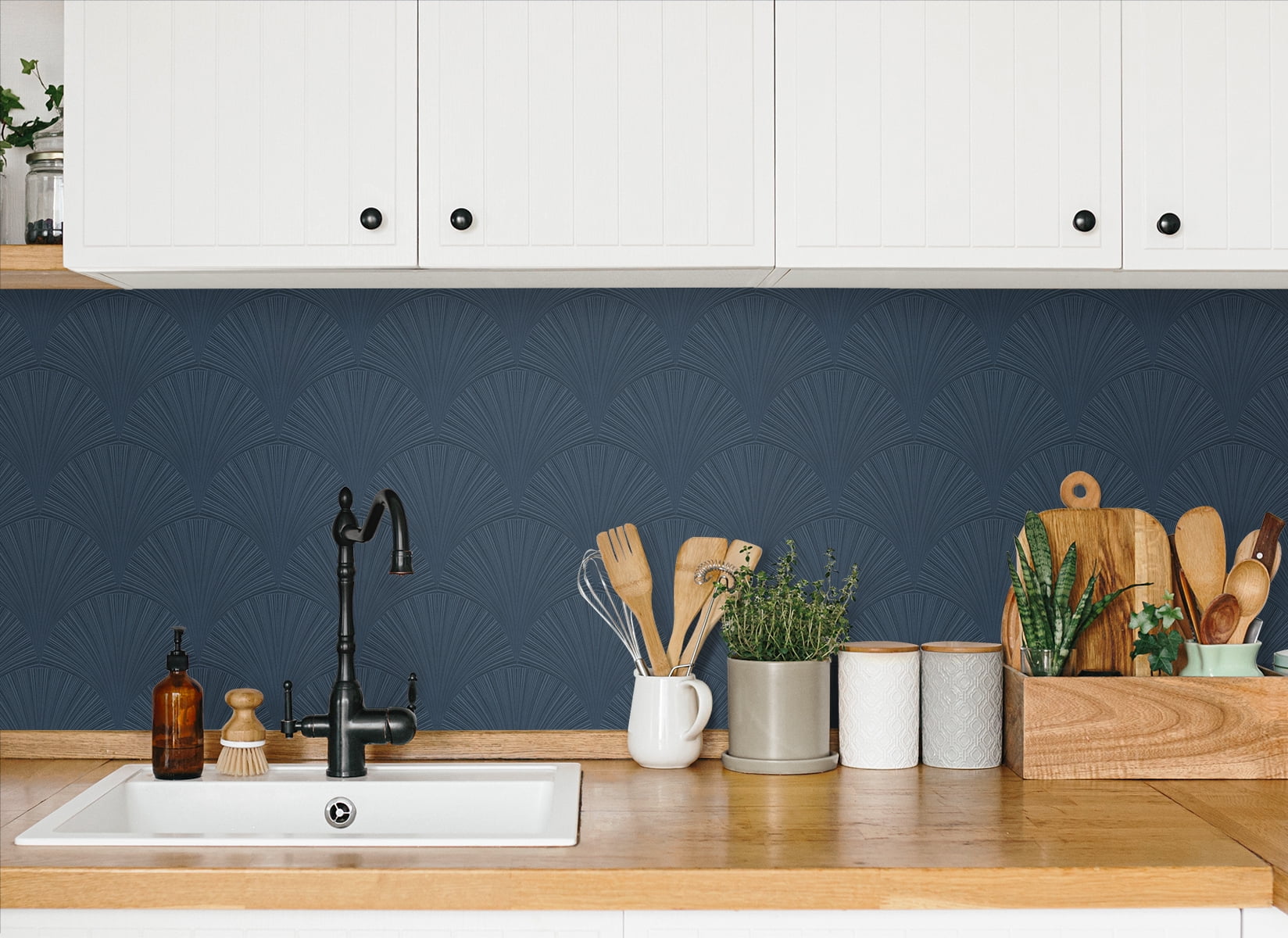 NextWall Denim Blue Arches Peel and Stick Wallpaper