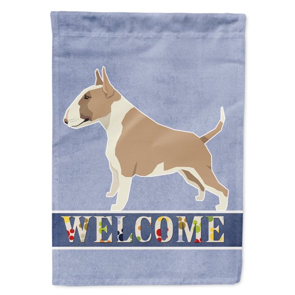 Carolines Treasures CK3587GF Fawn and White Bull Terrier Welcome Flag Garden Size  Small multicolor