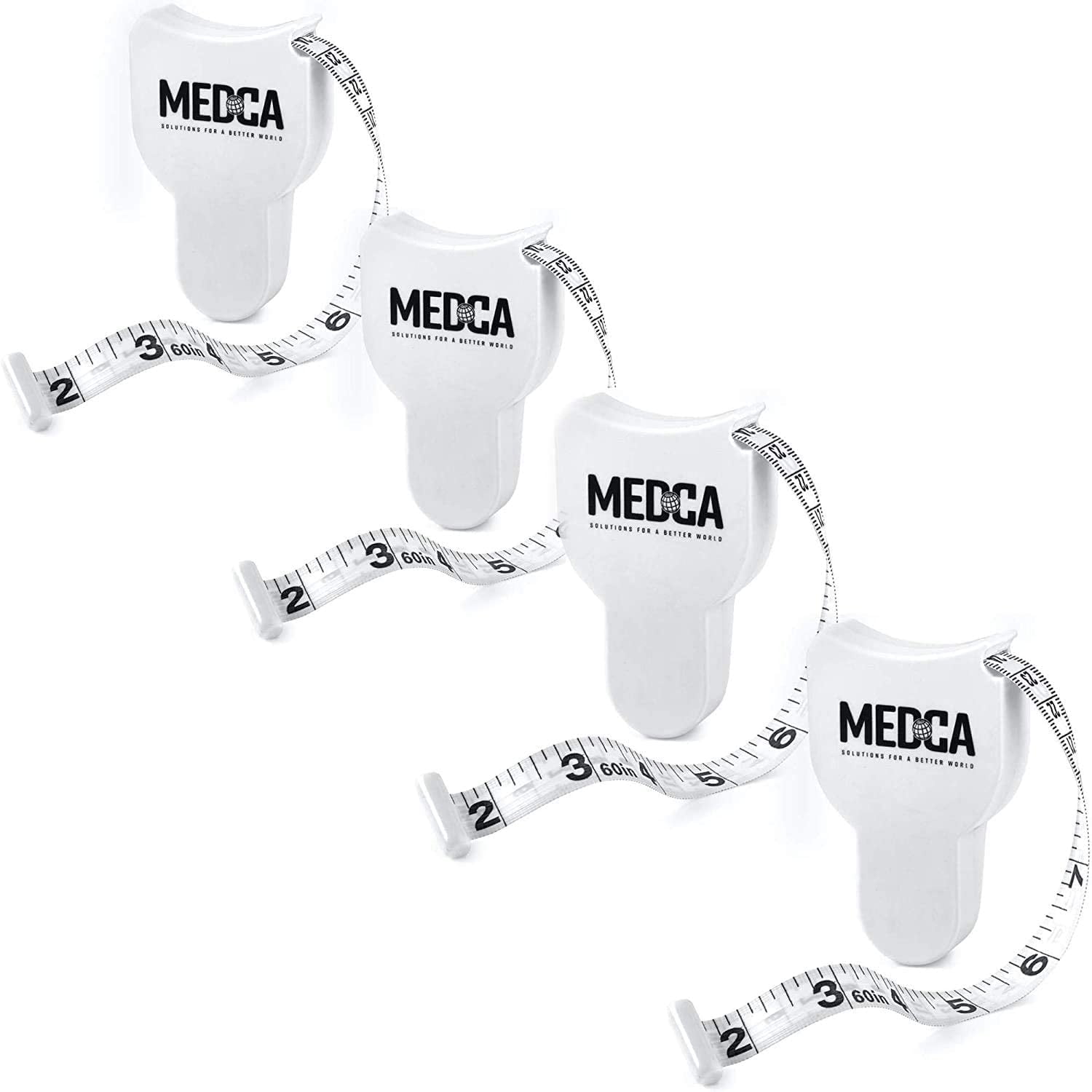 MEDca Body Tape Measure (4 Pack) Body Fat Calculator Helps Fitness Body Measurements - Plastic