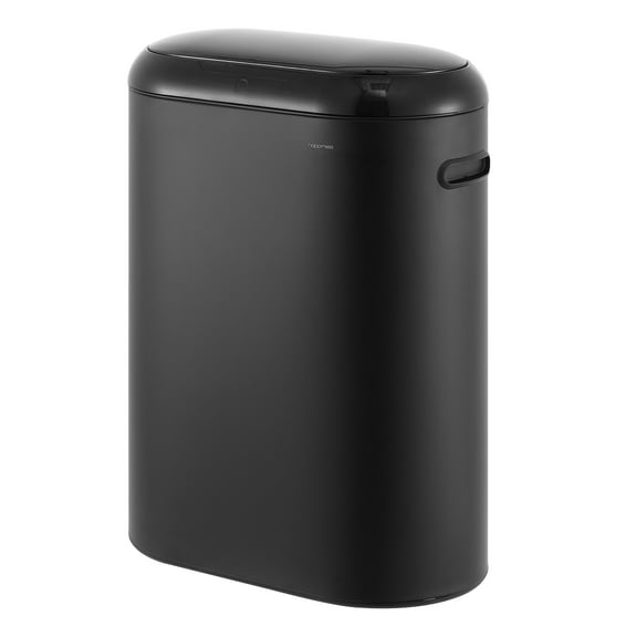 happimess Robo Kitchen 13.2-Gallon Slim Oval Motion Sensor Touchless Trash Can with Touch Mode, Charcoal Black, HPM1016B