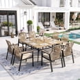 thumbnail image 2 of Sophia & William Metal Outdoor Square Dining Table with Umbrella Hole for 8, Teak Color, 2 of 8