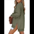 thumbnail image 3 of Sudadera de Larga con Cremallera y Abertura para Mujer, Estilo Informal, con Capucha y Cremallera, para Otoño Verde XL, 3 of 10