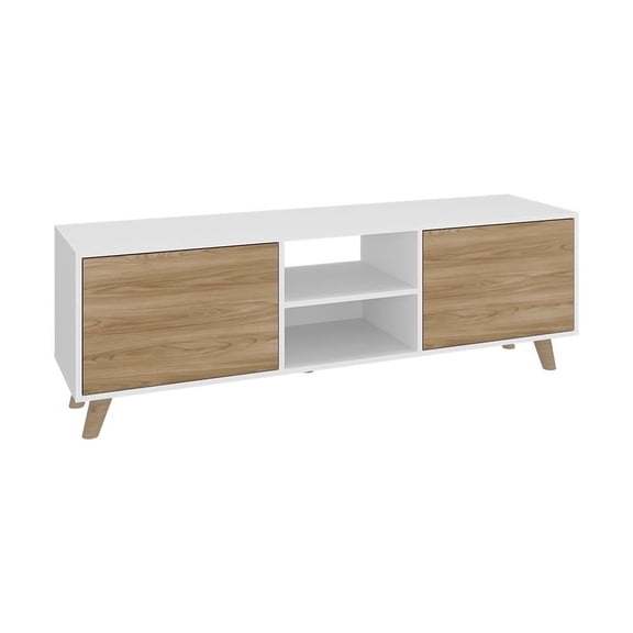 Mueble de TV hasta 65 Pulgadas RTA con Repisa y 2 Cajones Blanco