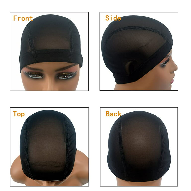 5 pcs/lot Wig Caps Black Mesh Cap Stretchable Hairnets Mesh Dome Cap for  Wigs Wide Elastic Band Wig Cap for Wig Making (Mesh Cap M)