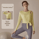 thumbnail image 2 of Traje de yoga para mujer, primavera otoño, nuevo, holgado, para entrenamiento, pilates, fitness, top de manga larga con abertura lateral, ajustado, deportivo, 2 of 4